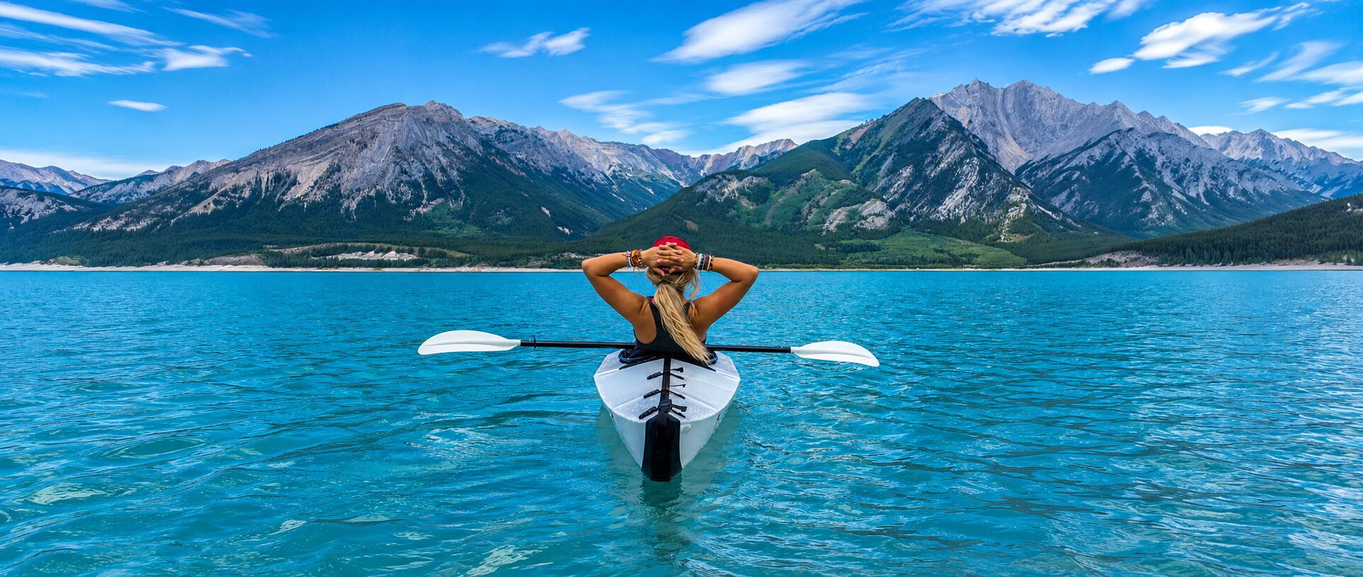 A woman on a kayak in control of her financial future after seeking financial advice from Henson Crisp Independent Financial Advisers in Peterborough and Cambridge